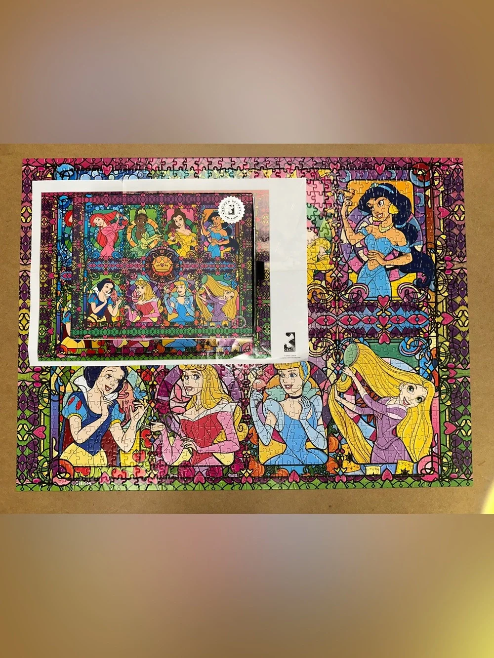 Disney Ceaco STAINED GLASS PRINCESS 1000 Piece PUZZLE Silver Edition 100% Compl
